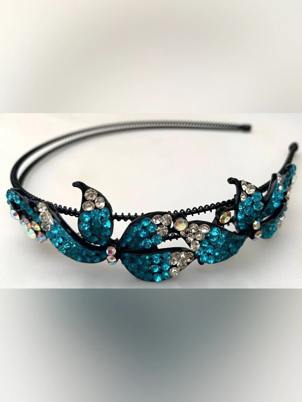Multi Color Blue & AB Crystal Headband - Elegant Women's Hair Accessory
